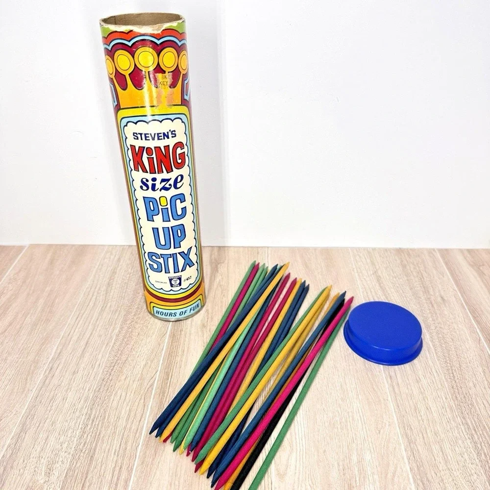 Vintage‎ Steven's King Size Pick Up Stix Game Jumbo Tube USA Classic Toy 60s